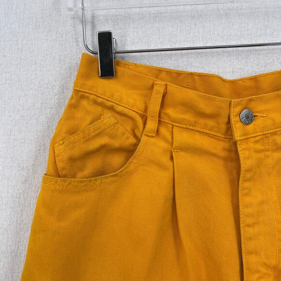 RODIN Vintage Y2K 80s 90s Pleated Denim Shorts Womens Small 27 Mustard Yellow - Picture 3 of 16